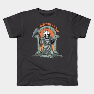 welcome to hell reaper design Kids T-Shirt